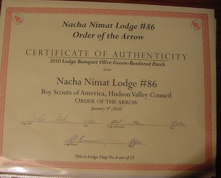 lodge 86 eS2010-2 authenticity note