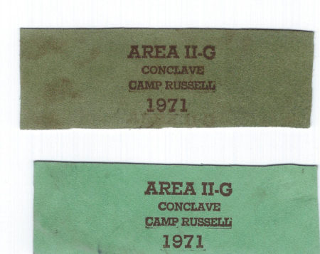 Area 2-G 1971 Conclave Leather Neckerchief Slides
