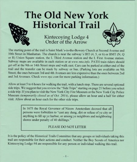 Kintecoying Lodge #4 The Old New York Trail Booklet